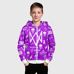 Толстовка на молнии детская Watch Dogs 2: Violet Pattern, цвет: 3D-белый — фото 2