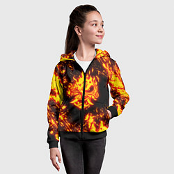 Толстовка на молнии детская Cyberpunk 2077: FIRE SAMURAI, цвет: 3D-черный — фото 2