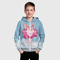 Толстовка на молнии детская Свинка в розовом, цвет: 3D-меланж — фото 2