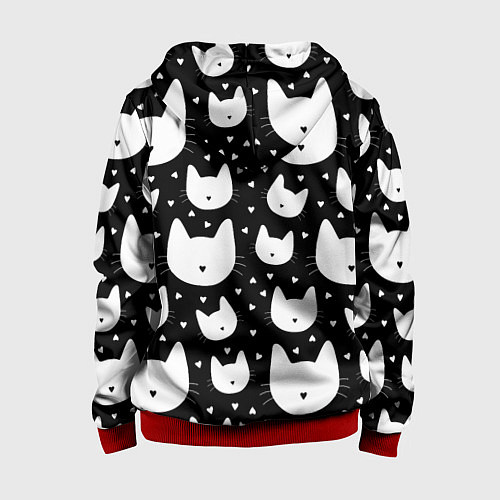 Детская толстовка на молнии Love Cats Pattern / 3D-Красный – фото 2