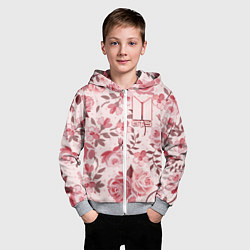 Толстовка на молнии детская BTS: Pink Roses, цвет: 3D-меланж — фото 2
