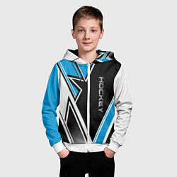 Толстовка на молнии детская Hockey black blue white, цвет: 3D-белый — фото 2