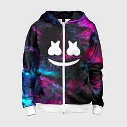 Толстовка на молнии детская Marshmello NEON, цвет: 3D-белый