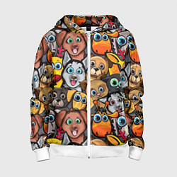 Толстовка на молнии детская Веселые собаки, цвет: 3D-белый