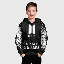 Толстовка на молнии детская BTS ARMY, цвет: 3D-черный — фото 2
