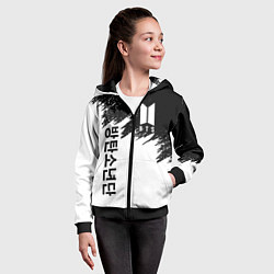 Толстовка на молнии детская BTS: White & Black, цвет: 3D-черный — фото 2