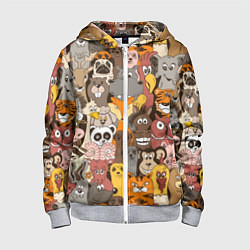 Толстовка на молнии детская Прикольные зверушки, цвет: 3D-меланж
