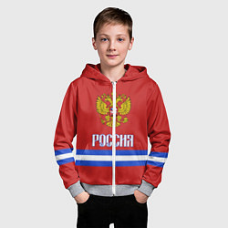 Толстовка на молнии детская Хоккей: Россия, цвет: 3D-меланж — фото 2
