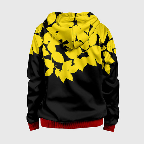 Детская толстовка на молнии Желтые Листья - Минимализм / 3D-Красный – фото 2