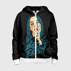 Толстовка на молнии детская Billie Eilish, цвет: 3D-белый