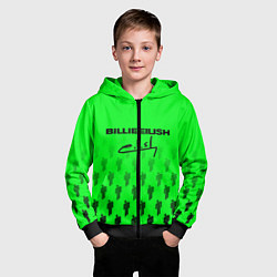 Толстовка на молнии детская Billie Eilish: Green Autograph, цвет: 3D-черный — фото 2