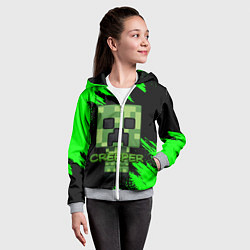 Толстовка на молнии детская MINECRAFT CREEPER, цвет: 3D-меланж — фото 2