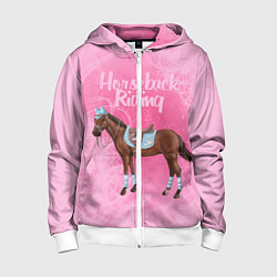 Толстовка на молнии детская Horseback Rading, цвет: 3D-белый