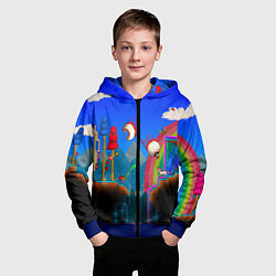 Толстовка на молнии детская TERRARIA GAME, цвет: 3D-синий — фото 2