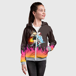 Толстовка на молнии детская MY HERO ACADEMIA разноцветное пламя, цвет: 3D-меланж — фото 2