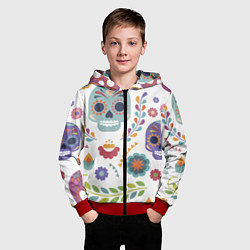 Толстовка на молнии детская Мексиканские мотивы, цвет: 3D-красный — фото 2