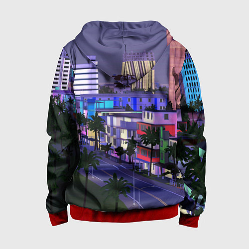 Детская толстовка на молнии Grand Theft Auto Vice City / 3D-Красный – фото 2