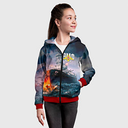 Толстовка на молнии детская ВМФ, цвет: 3D-красный — фото 2