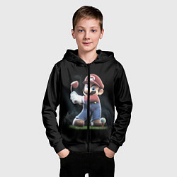 Толстовка на молнии детская Марио, цвет: 3D-черный — фото 2