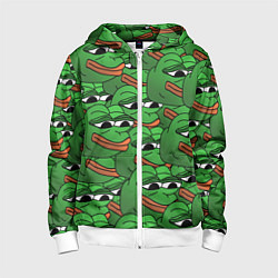 Толстовка на молнии детская Pepe The Frog, цвет: 3D-белый