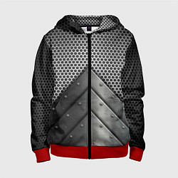 Толстовка на молнии детская Броня металлическая, цвет: 3D-красный