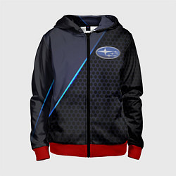 Толстовка на молнии детская SUBARU, цвет: 3D-красный