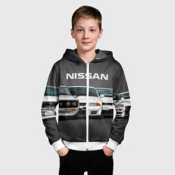 Толстовка на молнии детская NISSAN, цвет: 3D-белый — фото 2