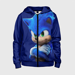 Толстовка на молнии детская SONIC, цвет: 3D-синий