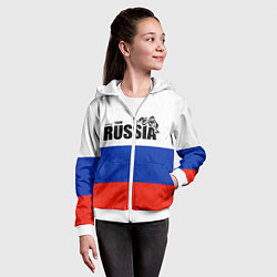 Толстовка на молнии детская Russia, цвет: 3D-белый — фото 2
