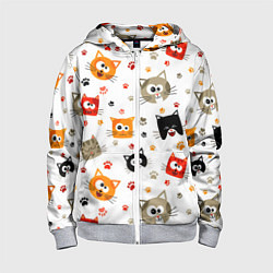 Детская толстовка на молнии Котики с лапками