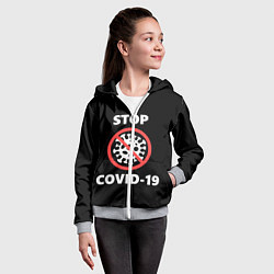 Толстовка на молнии детская STOP COVID-19, цвет: 3D-меланж — фото 2