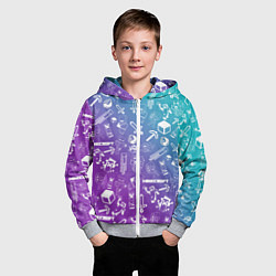 Толстовка на молнии детская Minecraft pattern, цвет: 3D-меланж — фото 2