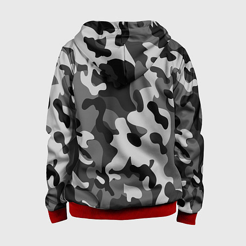 Детская толстовка на молнии ГОРОДСКОЙ КАМУФЛЯЖ / 3D-Красный – фото 2