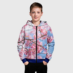 Толстовка на молнии детская Ветки Сакуры, цвет: 3D-синий — фото 2