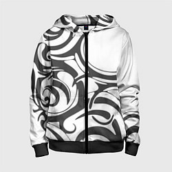 Толстовка на молнии детская Узоры, цвет: 3D-черный