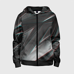 Толстовка на молнии детская GEOMETRY STRIPES GLITCH, цвет: 3D-черный
