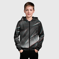 Толстовка на молнии детская GEOMETRY STRIPES GLITCH, цвет: 3D-черный — фото 2