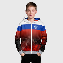 Толстовка на молнии детская Россия огонь, цвет: 3D-меланж — фото 2