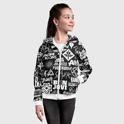 Толстовка на молнии детская ЛОГОТИПЫ РОК ГРУПП, цвет: 3D-белый — фото 2