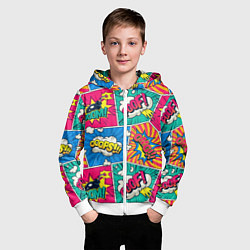 Толстовка на молнии детская COMICS ART, цвет: 3D-белый — фото 2