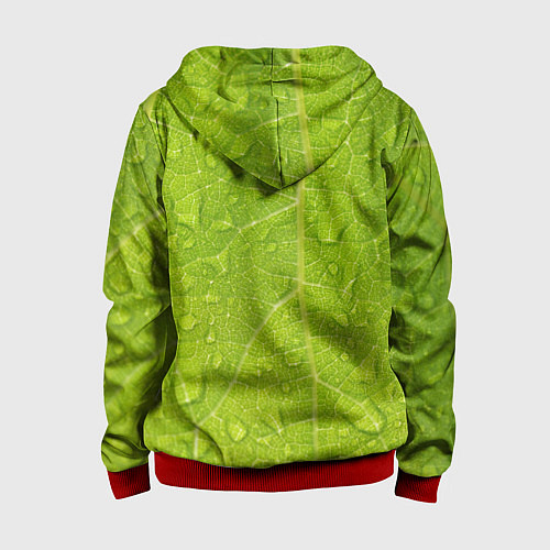 Детская толстовка на молнии Листок с росой / 3D-Красный – фото 2