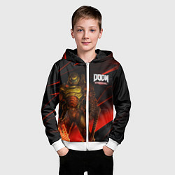 Толстовка на молнии детская DOOM ETERNAL, цвет: 3D-белый — фото 2