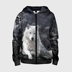 Толстовка на молнии детская БЕЛЫЙ ВОЛК D, цвет: 3D-черный