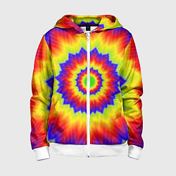 Толстовка на молнии детская Tie-Dye, цвет: 3D-белый