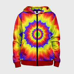 Толстовка на молнии детская Tie-Dye, цвет: 3D-красный