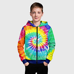 Толстовка на молнии детская TIE-DYE СТЕНА, цвет: 3D-синий — фото 2