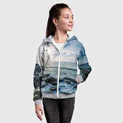 Толстовка на молнии детская Море, цвет: 3D-меланж — фото 2