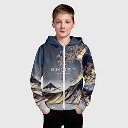 Толстовка на молнии детская Ghost of Tsushima, цвет: 3D-меланж — фото 2