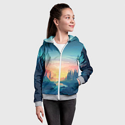 Толстовка на молнии детская Природа, цвет: 3D-меланж — фото 2