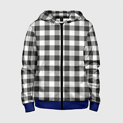 Толстовка на молнии детская Черно-белая клетка, цвет: 3D-синий